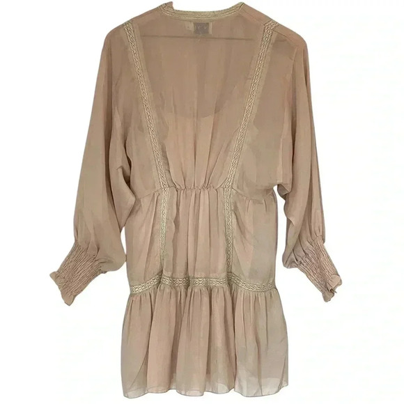 SNDY’S Coco Mini Dress From Revolve, Color Sand, Size US 4, Sheer With Slip - Picture 5 of 16